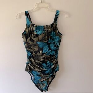 Lands' End One Piece Swimsuit 12 Floral Resortwear Vacation